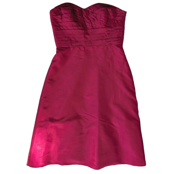 Anny Taylor Raspberry Red Silk Strapless Fit & Flare Taffeta Dress Sz 6 - Picture 2 of 6